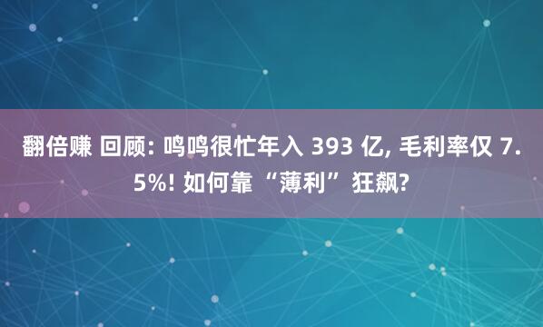 翻倍赚 回顾: 鸣鸣很忙年入 393 亿, 毛利率仅 7.5%! 如何靠 “薄利” 狂飙?