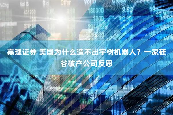 嘉理证券 美国为什么造不出宇树机器人？一家硅谷破产公司反思